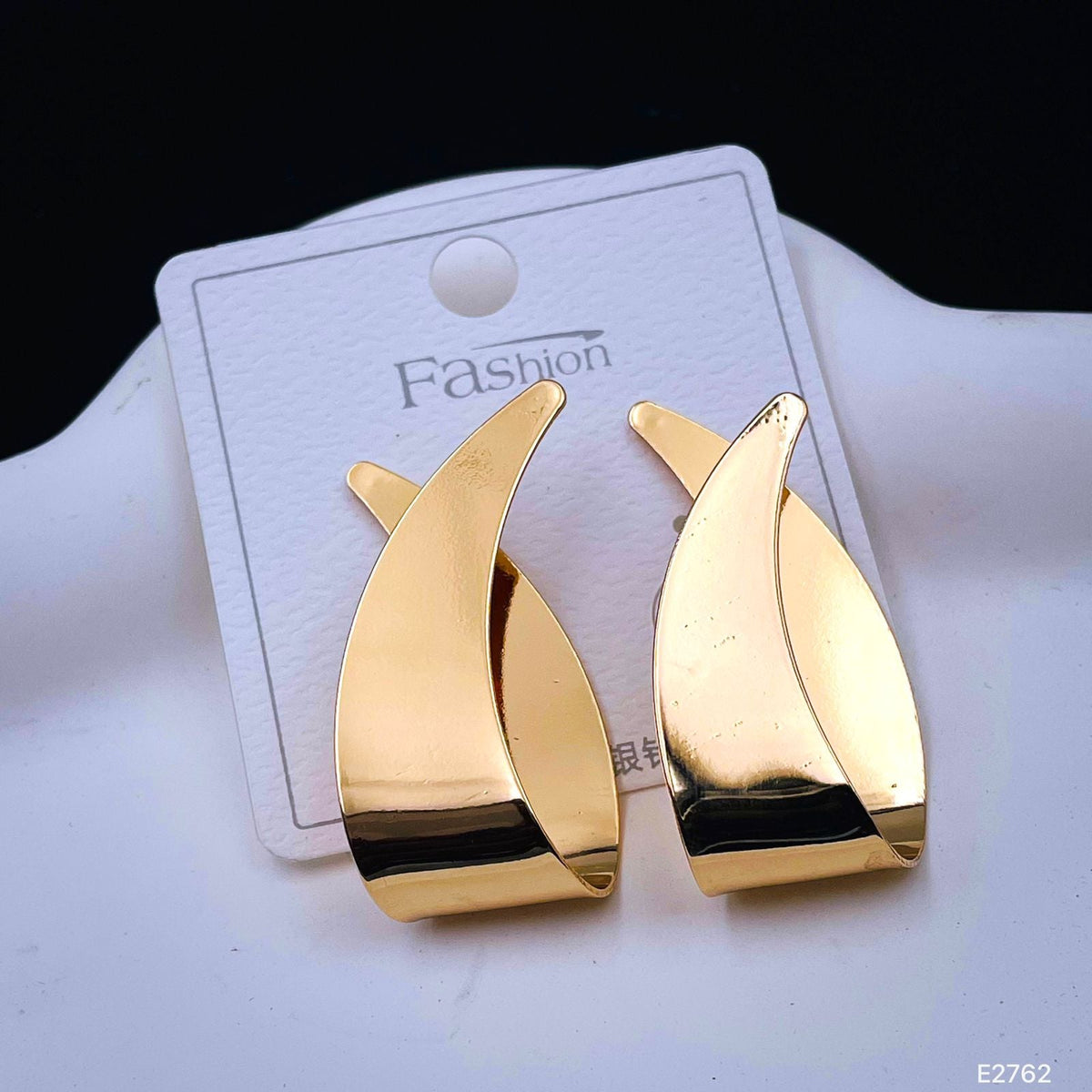 Folded Leaf 18K Gold Copper Stud Earring for Women