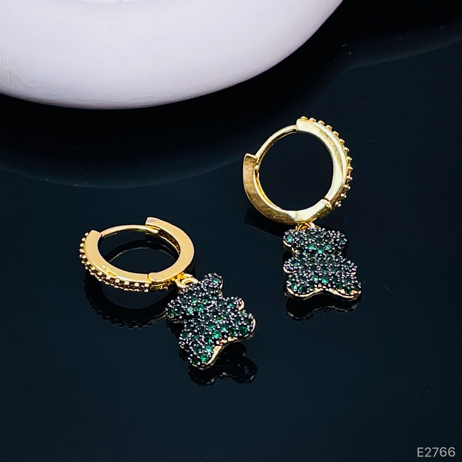 Gold earrings rings 2 cm with engraved | JewelryAndGems.eu