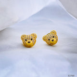 Green Teddy Bear 18K Gold Copper Stud Earring for Women