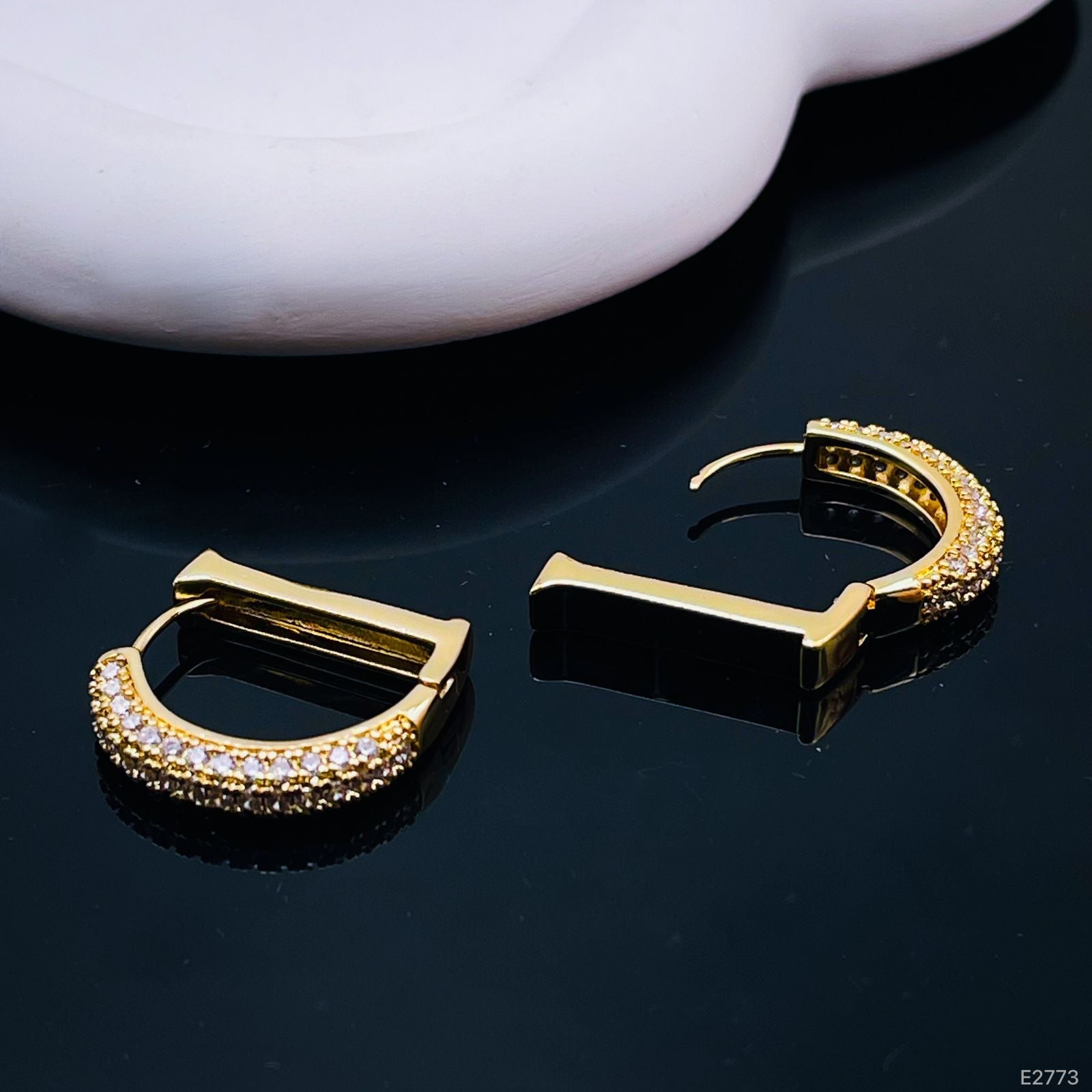 PRIVIU Studio Gold Plated Traditional Bali Stud Hoop Earrings for Women |  Priviu