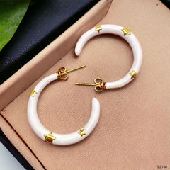 Pink Enamel 18K Gold Anti Tarnish Hoop Earring For Women