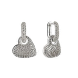 Heart Love Cubic Zirconia Silver Anti Tarnish Hoop Earring for Women