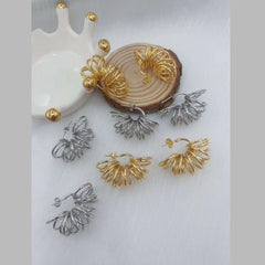 Wire Wrapped 18K Gold Plated Copper Hoop Earring Pair For Women