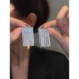 13 Tassels Cubic Zirconia Silver Anti Tarnish Earring for Women