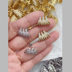 Triple Fan Cubic Zirconia 18K Gold Anti Tarnish Huggie Earring For Women