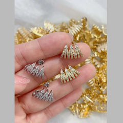 Triple Fan Cubic Zirconia 18K Gold Anti Tarnish Huggie Earring For Women