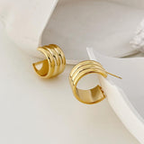 Triple Cylinder 18K Gold Anti Tarnish Hoop Earring For Women