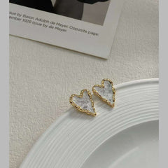 Heart Love Hand Painted Mother Of Pearl 18K Gold 925 Post Stud Earring For Women
