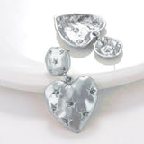 Heart Love Star Frosted Finish 14K Matte Gold 925 Silver Back Post Dangling Earring for Women