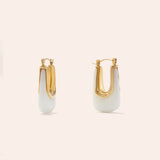 White Resin 18K Gold Anti Tarnish Hoop Earring for Women