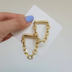Chunky Dangling Links 18K Gold Anti Tarnish Long Earring for Women