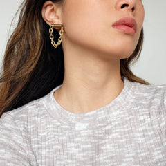 Chunky Dangling Links 18K Gold Anti Tarnish Long Earring for Women