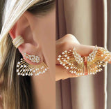 Star Burst Cubic Zirconia 18K Gold Anti Tarnish Stud Earring for Women