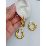 Twisted Braided 18K Gold Anti Tarnish Hoop Earring for Women