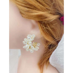 Cluster Natural Pearl 18K Gold Anti Tarnish Hoop Earring for Women