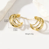 5 Layer Wire 18K Gold Anti Tarnish Hoop Earring for Women