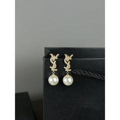 YSL Pearl 18K Gold Anti Tarnish Dangling Earring for Women