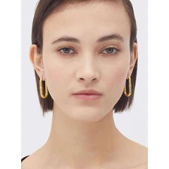 Slim 316L Stainles Steel Anti Tarnish Oval Hoop Earring for Women