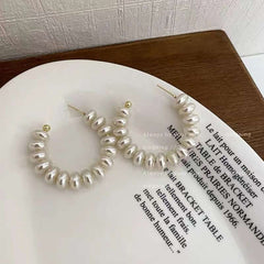 15 Button Pearl 18K Gold Large Hoop Earring for Women