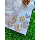 Cubic Zirconia 18K Gold Anti Tarnish Rectangle Hoop Earring for Women