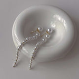 Pearl White 18K Gold Anti Tarnish Dangler Tassel Earring For Women