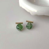 Emerald Green 18K Gold Anti Tarnish Gemstones Stud Earring Pair For Women