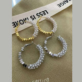 Pearl White 18K Gold Anti Tarnish Hoop Earring Pair For Women