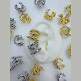 Hip Hop Spike Zircon 18K Gold Anti Tarnish Clip-On Conch Ear Cuff Earring for Women
