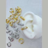 Cubic Zirconia Gold Anti Tarnish Stud Clip-On Ear Cuff Conch Earring Pair For Women