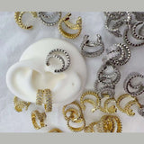 Cubic Zirconia 18K Gold Anti Tarnish Stud Clip-On Ear Cuff Conch Earring Pair For Women