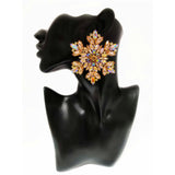 Wreath Crystal Aqua 18K Gold Anti Tarnish Statement Oversized Stud Earring Pair For Women