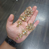 Flower Floral Crystal Golden 18K Gold Anti Tarnish Statement Dangler Earring Pair For Women