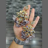 Floral  Crystal Black 18K Gold Anti Tarnish Statement Dangler Chandelier  Earring Pair For Women