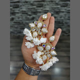 Floral  Crystal Black 18K Gold Anti Tarnish Statement Dangler Chandelier  Earring Pair For Women