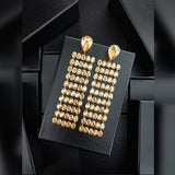 Stylish Crystal Golden 18K Gold Anti Tarnish Statement Dangler Earring Pair For Women