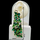 Floral Crystal Aqua 18K Gold Anti Tarnish Statement Dangler Earring Pair For Women