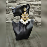 Hanging 18K Gold Aqua Cubic Zirconia Crystal Anti Tarnish Statement Danglers Chandlier Earring Pair For Women