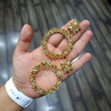 Baguette Cut 18K Gold Aqua Cubic Zirconia Crystal Anti Tarnish Statement Danglers Chand Bali Earring Pair For Women