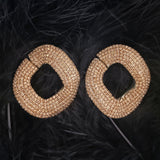 Geometric 18K Gold Black Crystal Anti Tarnish Statement Danglers Stud Earring Pair For Women