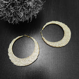 Crescent 18K Gold Cubic Zirconia Anti Tarnish Statement Hoop Chand Bali Earring Pair For Women