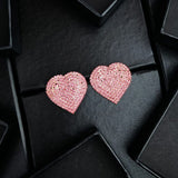 Heart 18K Gold Black Crystal Anti Tarnish Statement Stud Earring Pair For Women