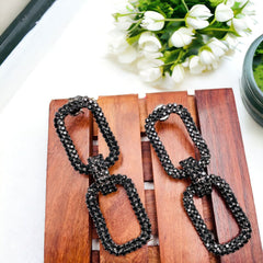 Link 18K Gold Rose gold Cubic Zirconia Anti Tarnish Statement Danglers Earring Pair For Women