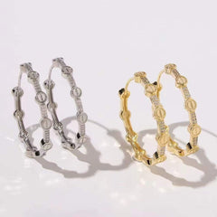 Screw 18K Gold Cubic Zirconia Anti Tarnish Hoop Earring For Women