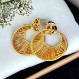 Filigree 18K Gold Anti Tarnish Dangler Chandelier Hoop Earring For Women