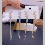 Layer Chain 18K Gold Cubic Zirconia Anti Tarnish Tassel Dangler Earring For Women