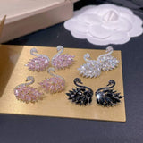 Stylish 18K Gold Pink Cubic Zirconia Crystal Anti Tarnish Dangler Stud Earring For Women