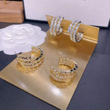 Snake 18K Gold Cubic Zirconia Anti Tarnish Hoop Stud Earring For Women