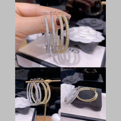 Stylish 18K Gold Cubic Zirconia Anti Tarnish Hoop Earring For Women