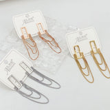 Dual Layer Box Chain 18K Gold Anti Tarnish Stainless Steel Dangler Tassel Earring For Women