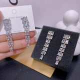 Baguette Cubic Zirconia 18K Gold Anti Tarnish Dangler Tassel Earring For Women
